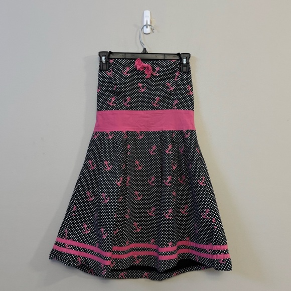Sourpuss black & pink polka dot sailor mini rockabilly pinup sleeveless dress - Picture 2 of 5